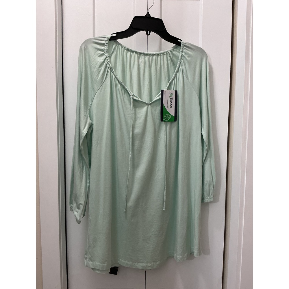 NWT Lands End Mint Green Tencel Blend Long Sleeve Tunic Top Large 14-16 NEW